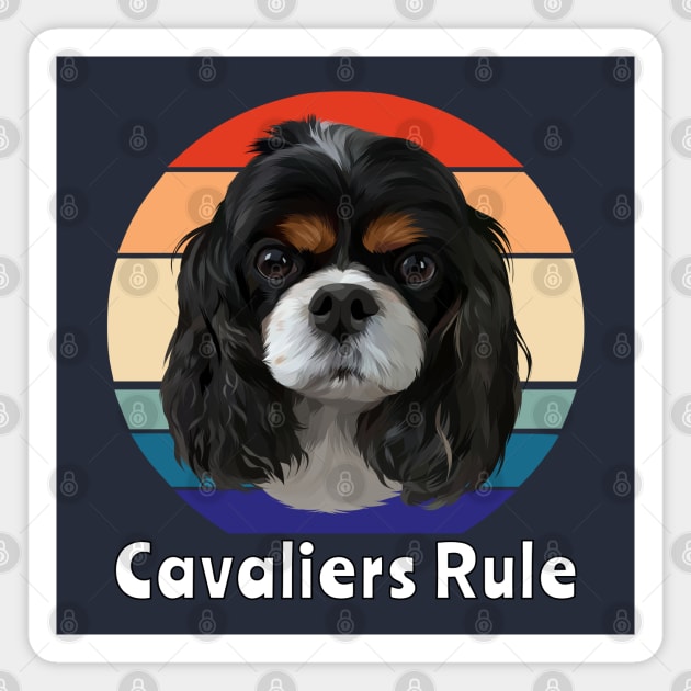 Retro Tri-Colored Cavalier King Charles Spaniel Gifts Magnet by Cavalier Gifts